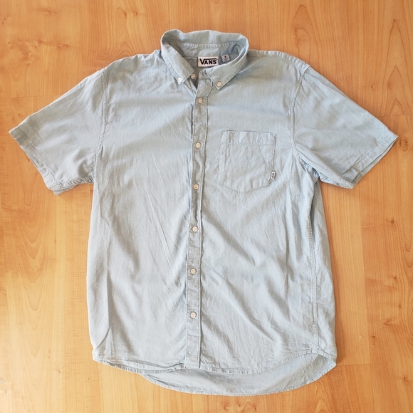 Vans Short Sleeve Light Blue Botton Up Shirt - Picture 1 of 6